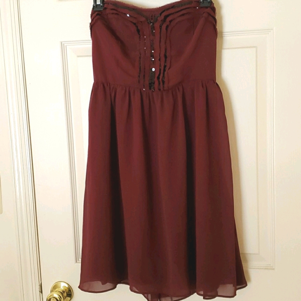 Lauren Conrad Merlot Strapless Dress